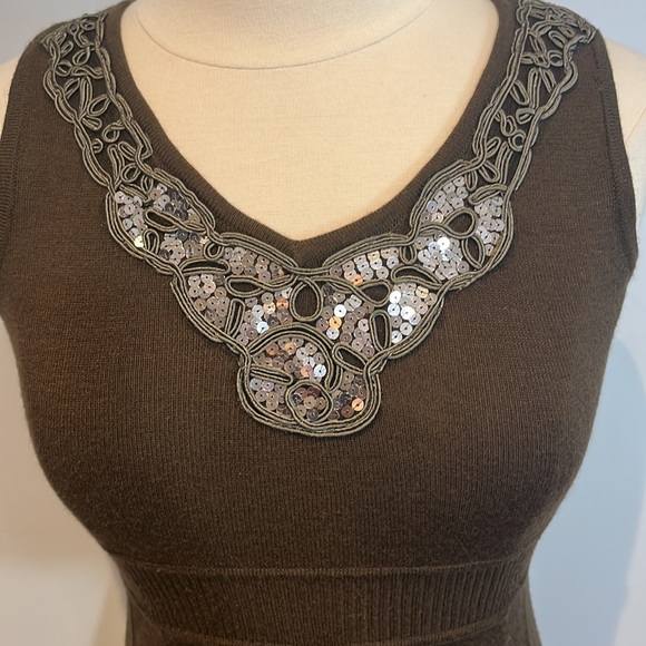 Vintage Max Mara wool/blend knit sleeveless dress with sequins accent size US6 - Picture 2 of 14